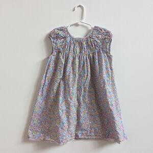 Zara Smocked Dress Girls Sz 3-4y Floral Purple Colorful Girly